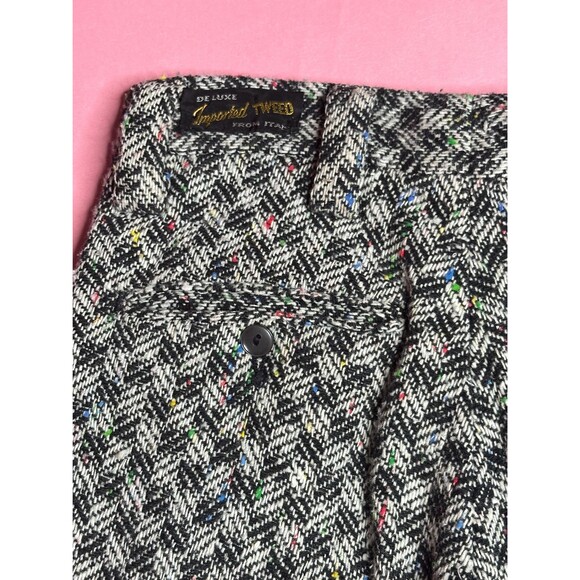 1960s-1970s DE LUXE Italian Tweed CHECKERED Trousers W/Flare Leg. S-M. AS IS - Picture 8 of 10